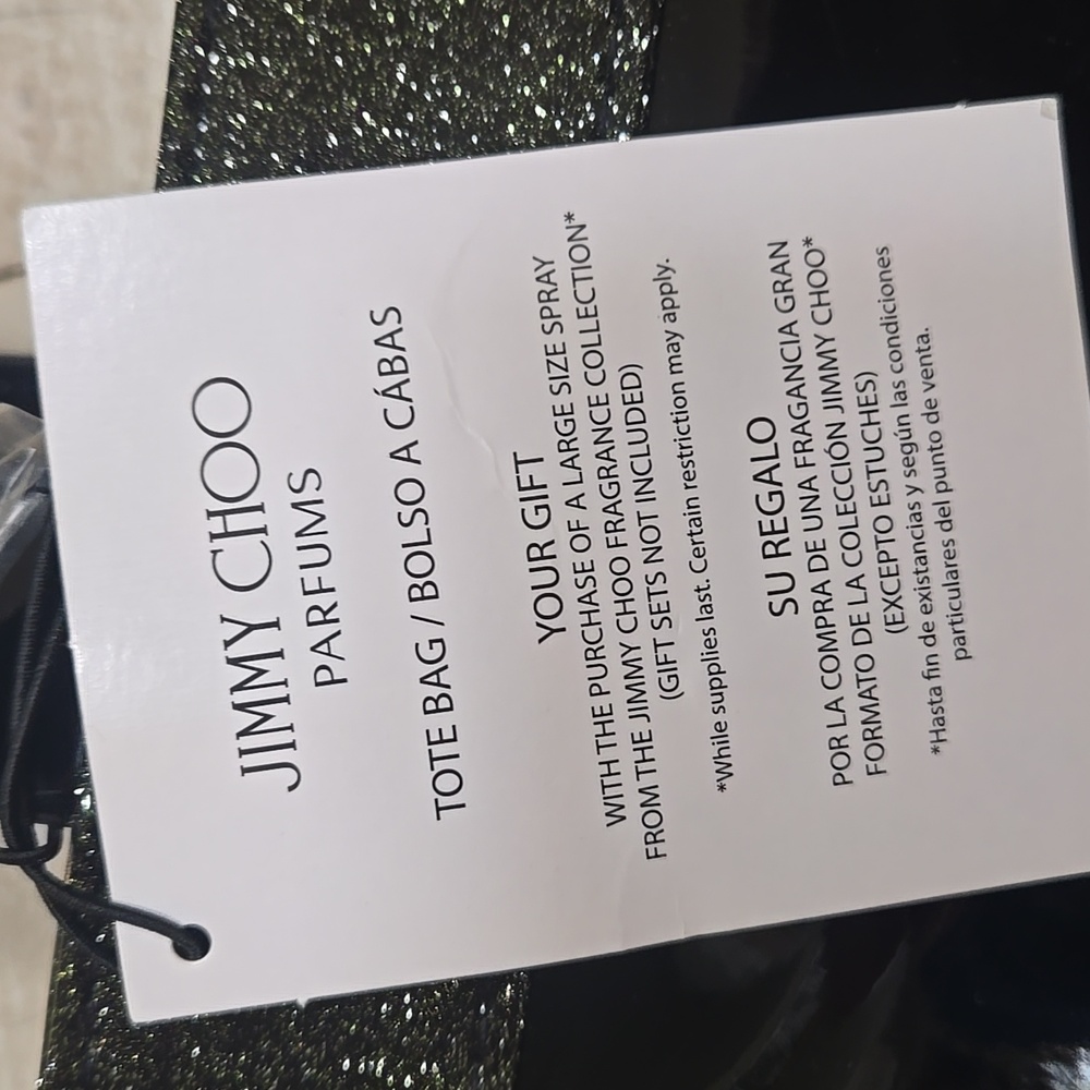New Jimmy Choo Parfums Oversized Shiny Black Patent-Like Tote Bag - Picture 4 of 9